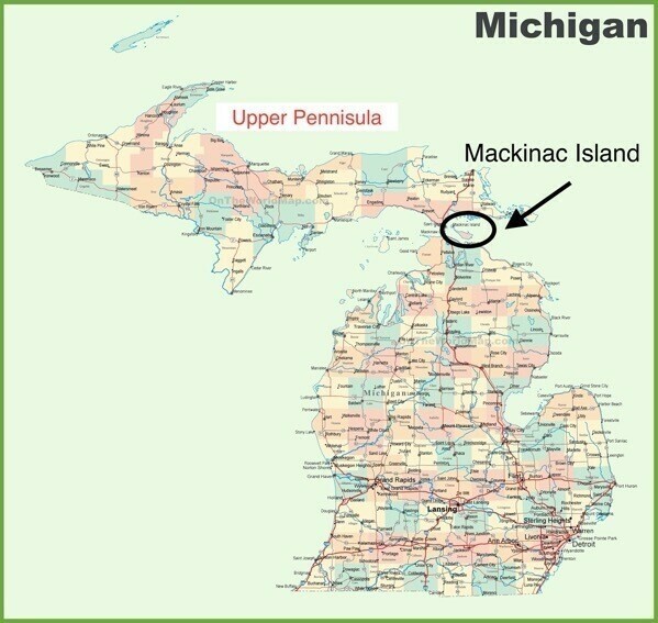 Road map of michigan with cities